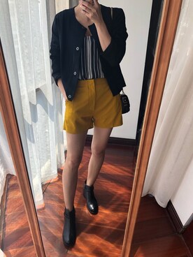 「suncoo paris（スンクーパリ）のアイテム（カーゴパンツ）」を使った、微博@Hi- -樱桃小丸子さん（レディース・168cm）の秋コーディネート