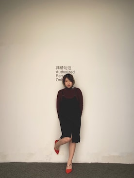 「MUJI Labo（ムジラボ）のアイテム（トップス、レッド系）」を使った、忷弟_钟w倪さんの春コーディネート