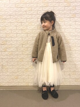 「アイテム（モカシン/デッキシューズ）」を使った、sk_0914さん（キッズ・100cm）の冬コーディネート