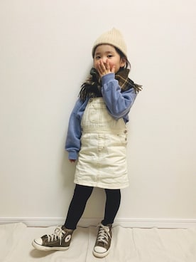「サロペットスカート」｜「アイテム（スウェット）」を使った、sk_0914さん（キッズ・110cm）の秋コーディネート