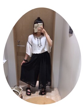 「おだんごヘア」｜こつめさん（レディース・154cm）の夏コーディネート