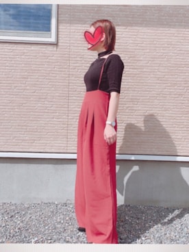 「Honeys（ハニーズ）のアイテム（サロペット/オーバーオール）」を使った、maaa31yuoさん（レディース・155cm）の秋コーディネート