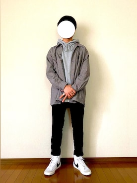 「古着のアイテム（シャツ/ブラウス、グレー系）」を使った、Kitさん（メンズ・162cm）の春コーディネート