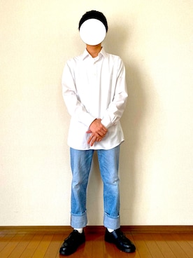 「UNIQLO（ユニクロ）のアイテム（シャツ/ブラウス、ホワイト系）」を使った、Kitさん（メンズ・162cm）の春コーディネート