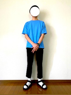 「RAGEBLUE（レイジブルー）のアイテム（Tシャツ/カットソー、ブルー系）」を使った、Kitさん（メンズ・162cm）の春コーディネート