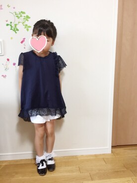 「COMME CA DU MODE（コムサデモード）のアイテム（Tシャツ/カットソー）」を使った、tommy♡さん（キッズ・110cm）の夏コーディネート