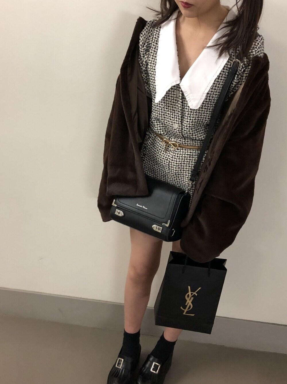 「参戦服 #高校生」｜「Samantha Thavasaのアイテム（ショルダーバッグ、ブラック系）」を使った、mimuさん（レディース・154cm）の冬コーディネートの1枚目の写真