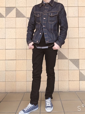 「アパレルスタッフ」｜「アイテム（デニムジャケット）」を使った、ひっきーさん（メンズ・175cm）の春コーディネート