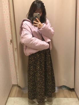 「ショートダウン」｜「アイテム（ブルゾン）」を使った、Shiさん（レディース・152cm）の秋コーディネート