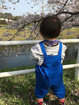 「PETIT BATEAU（プチバトー）のアイテム（サロペット/オーバーオール）」を使った、So.tさん（キッズ・80cm）の春コーディネート