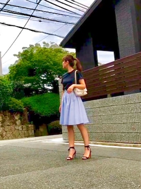 「ひざ丈スカート」｜「アイテム（アクセサリー）」を使った、Ⓜ︎on🅰さん（レディース・155cm）の夏コーディネート