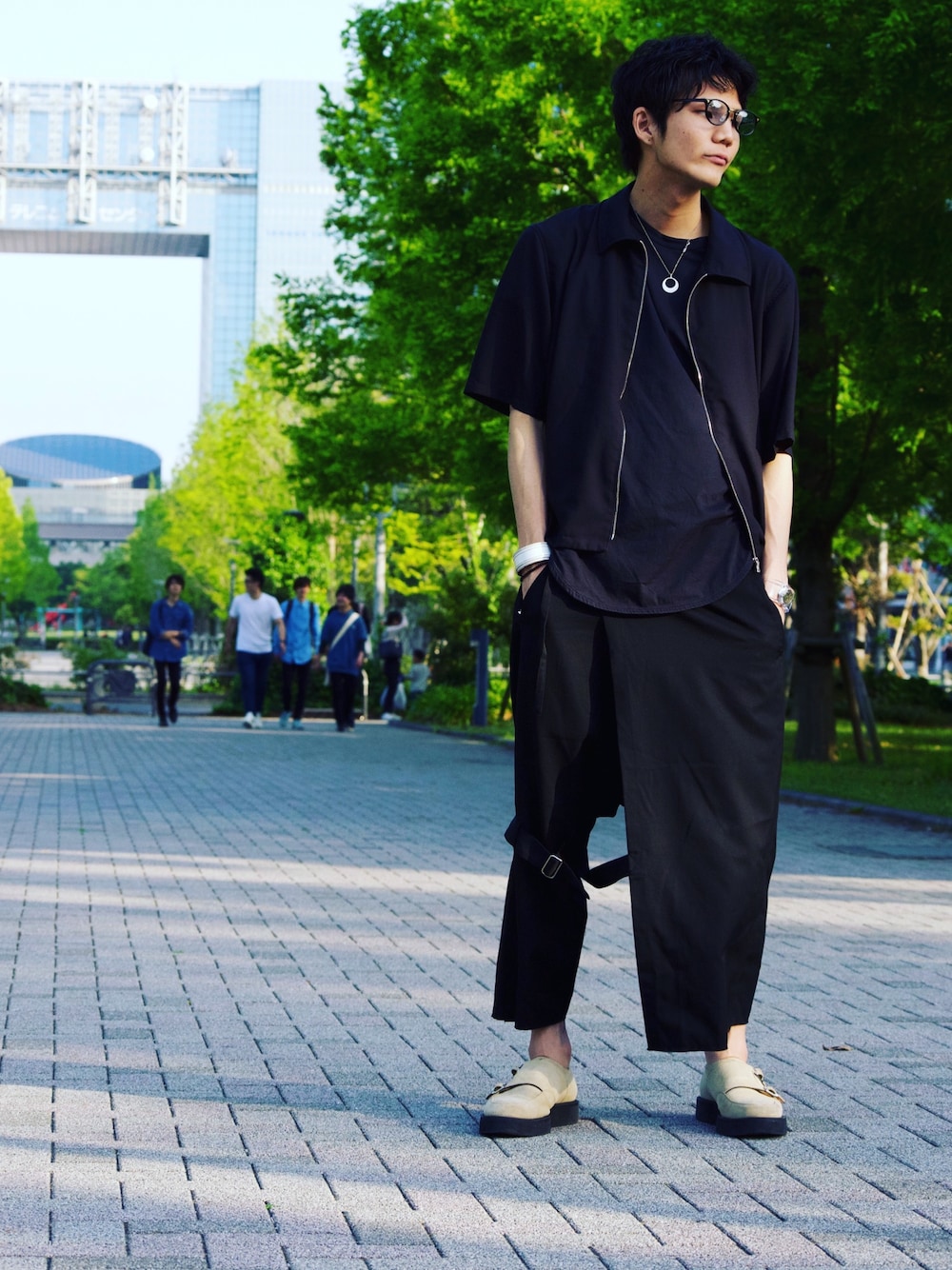 「summer、black、BJ Classic Collection、tiffany&co、HARE、sulvam、KIDS LOVE GAITE、ISSEY MIYAKE」｜「TIFFANY&Co.のアイテム（ネックレス、シルバー系）」を使った、ジュノさん（メンズ・180cm）の夏コーディネートの1枚目の写真