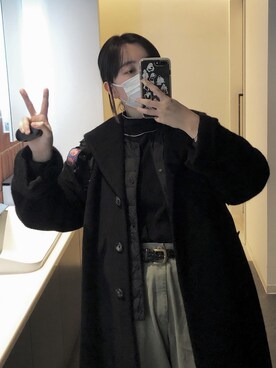「古着女子」｜「アイテム（ダウンジャケット/コート）」を使った、nemutaiyoさん（レディース・167cm）の冬コーディネート