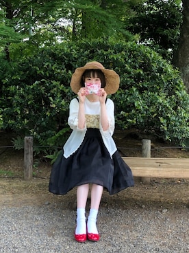 「オーガンジー」｜「アイテム（帽子）」を使った、りりさん（レディース・147cm）の春コーディネート