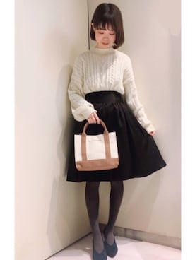 「キャンバストート」｜りりさん（レディース・147cm）の冬コーディネート