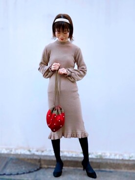 「アイテム（ポーチ）」を使った、りりさん（レディース・147cm）の春コーディネート
