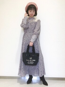 「メゾンドフルール」｜「アイテム（ワンピース/ドレス）」を使った、りりさん（レディース・147cm）の秋コーディネート