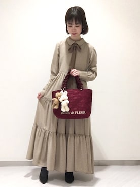 「アイテム（その他ヘアアクセサリー、レッド系）」を使った、りりさん（レディース・147cm）の冬コーディネート