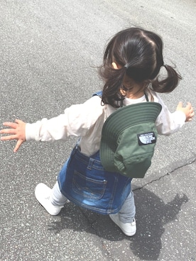 「Wrangler（ラングラー）のアイテム（オールインワン・サロペット）」を使った、YUIRIさん（キッズ・80cm）の秋コーディネート