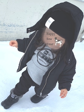 「お正月」｜「アイテム（ニットキャップ/ビーニー）」を使った、YUIRIさん（キッズ・90cm）の冬コーディネート