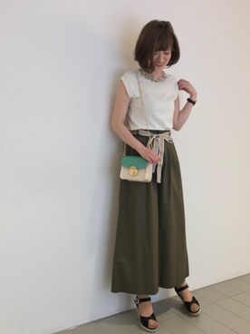 「31 Sons de mode（トランテアン　ソン　ドゥ　モード）のアイテム（パンツ）」を使った、うおchanさん（レディース・162cm）の夏コーディネート