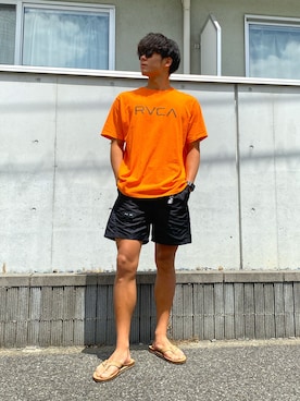 「RVCA（ルーカ）のアイテム（パンツ）」を使った、ゆたゆたさん（メンズ・182cm）の夏コーディネート