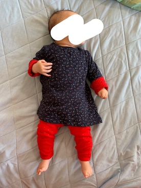 「PETIT BATEAU（プチバトー）のアイテム（ワンピース/ドレス）」を使った、しおりさん（キッズ・60cm）の秋コーディネート