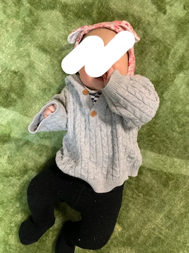 「PETIT BATEAU（プチバトー）のアイテム（帽子）」を使った、しおりさん（キッズ・60cm）の冬コーディネート