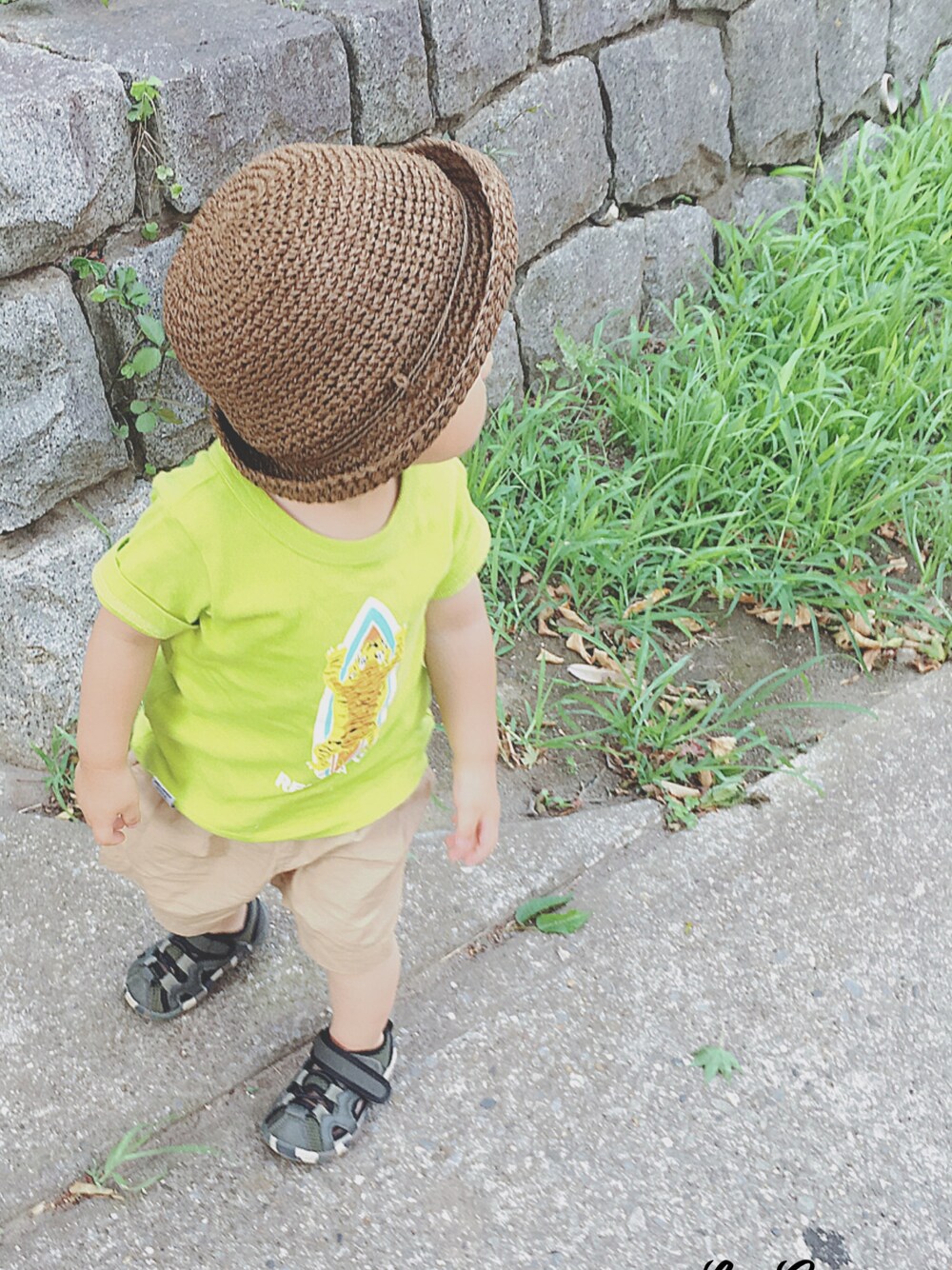「Branshes、キッズコーデ、RADCHAP、子供服」｜「BRANSHESの「IFME/イフミー」コラボウォータースニーカー（スニーカー、グリーン系）」を使った、kun☆さん（レディース・80cm）の夏コーディネートの1枚目の写真