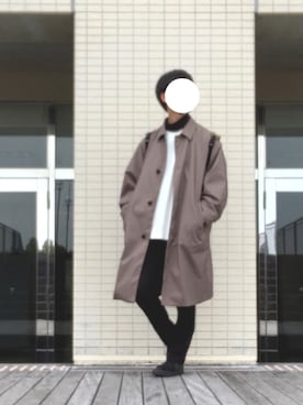 「アイテム（ステンカラーコート、ブラウン系）」を使った、Ken【大学生】さん（メンズ・173cm）の冬コーディネート