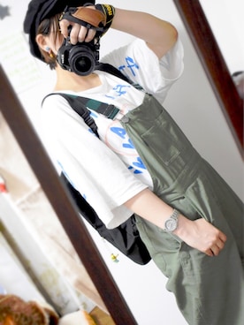 「rivet & surge（リベットアンドサージ）のアイテム（オールインワン・サロペット）」を使った、키노__kinoさん（レディース・164cm）の夏コーディネート