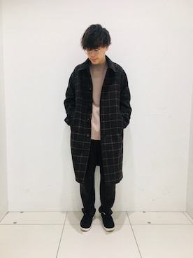 「SENSE OF PLACE by URBAN RESEARCH（センスオブプレイスバイアーバンリサーチ）のアイテム（ステンカラーコート）」を使った、よしおさん（メンズ・174cm）の秋コーディネート