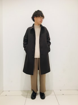「SENSE OF PLACE by URBAN RESEARCH（センスオブプレイスバイアーバンリサーチ）のアイテム（ステンカラーコート）」を使った、よしおさん（メンズ・174cm）の冬コーディネート