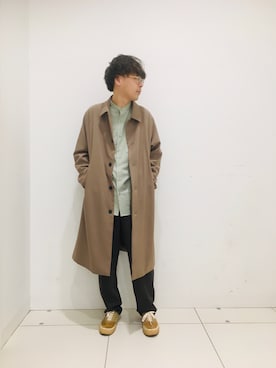 「SENSE OF PLACE by URBAN RESEARCH（センスオブプレイスバイアーバンリサーチ）のアイテム（ステンカラーコート）」を使った、よしおさん（メンズ・174cm）の冬コーディネート