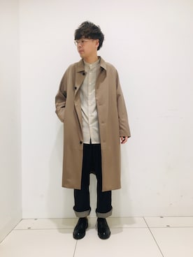 「SENSE OF PLACE by URBAN RESEARCH（センスオブプレイスバイアーバンリサーチ）のアイテム（ステンカラーコート）」を使った、よしおさん（メンズ・174cm）の冬コーディネート
