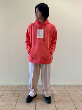 「レッド」｜「アイテム（スラックス）」を使った、しゅんさん（メンズ・167cm）の冬コーディネート