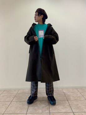 「JUNRED（ジュンレッド）のアイテム（ステンカラーコート）」を使った、しゅんさん（メンズ・167cm）の冬コーディネート
