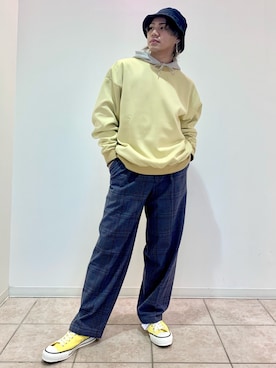 「JUNRED（ジュンレッド）のアイテム（スウェット）」を使った、しゅんさん（メンズ・167cm）の春コーディネート