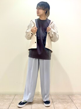 「ステッチ」｜「アイテム（ブルゾン）」を使った、しゅんさん（メンズ・167cm）の春コーディネート