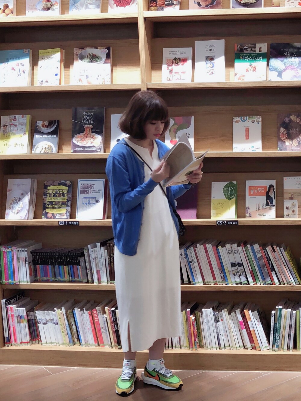 「ootd、seoul、夏コーデ、夏、足元くら部、休日スタイル、休日コーデ、旅行、韓国ファッション、sacai」｜「GLOBAL WORKのワッフルスキッパーワンピース【UVケア】/834829（ワンピース、ホワイト系）」を使った、Yuko Tsyさん（レディース・163cm）の夏コーディネートの1枚目の写真