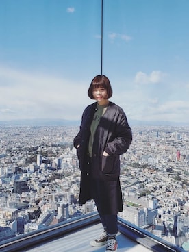 「CDG（シーディージー）のアイテム（ジャケット/アウター）」を使った、Yuko Tsyさん（レディース・163cm）の冬コーディネート