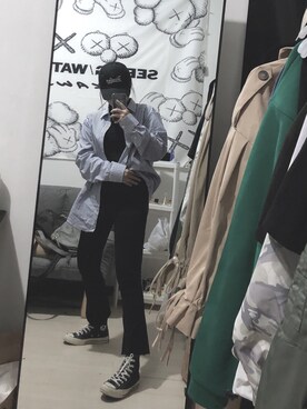 「CDG（シーディージー）のアイテム（シャツ/ブラウス）」を使った、是你的泽崽さん（レディース・164cm）の秋コーディネート