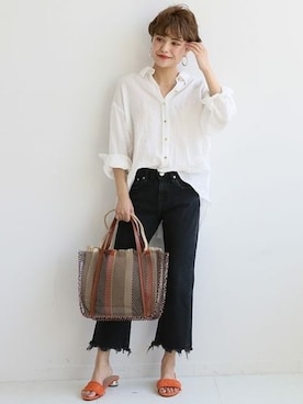 「Spick & Span（スピックアンドスパン）のアイテム（デニムパンツ）」を使った、Press marieさん（レディース・154cm）の夏コーディネート