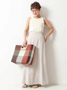 「大きめバッグ」｜Press marieさん（レディース・154cm）の夏コーディネート