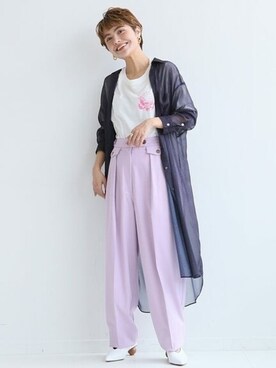 「ヴィンテージロックTシャツ」｜Press marieさん（レディース・154cm）の夏コーディネート
