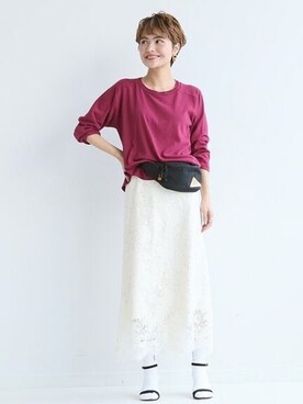「ヴィンテージロックTシャツ」｜Press marieさん（レディース・154cm）の夏コーディネート