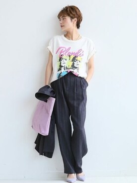 「ヴィンテージロックTシャツ」｜Press marieさん（レディース・154cm）の夏コーディネート