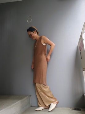 「JOURNAL STANDARD（ジャーナルスタンダード）の【NEU】シアーメタルサテンパンツ#（その他パンツ、ベージュ系）」を使った、Annさん（レディース・160cm）の夏コーディネート
