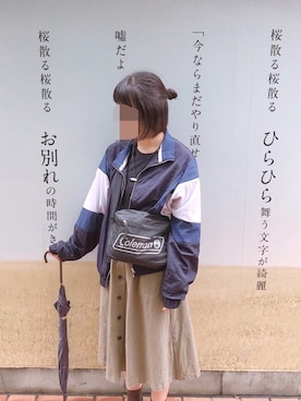 「RAGEBLUE（レイジブルー）のアイテム（ナイロンジャケット）」を使った、m.さん（レディース・161cm）の秋コーディネート