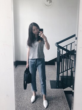 「MONKI（モンキ）のアイテム（Tシャツ/カットソー）」を使った、YYさん（レディース・162cm）の夏コーディネート